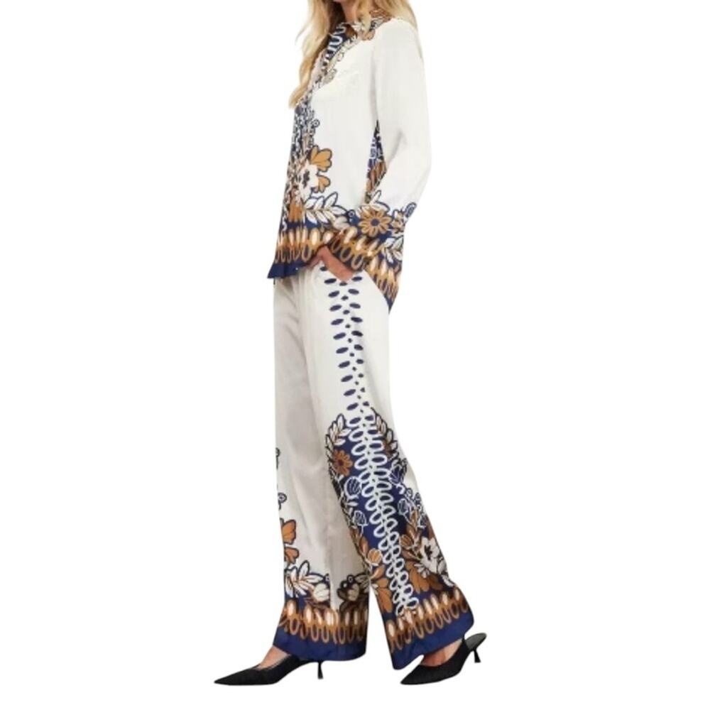 Skies Are Blue Los Angeles Wide Leg Boho Floral Print Pants XS NWT - Picture 6 of 15